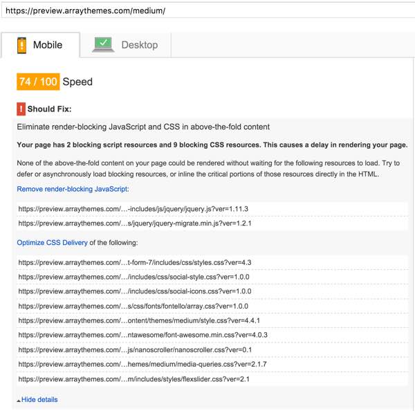 PageSpeed Optimization Array Themes Mobile Part A